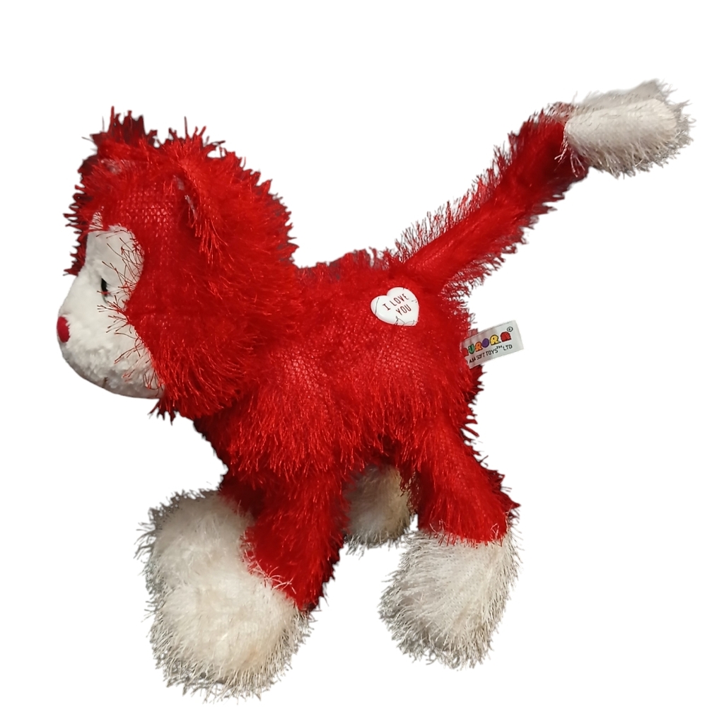 Aurora A&A Soft Toys Red & White Cat Plush I Love You Heart Fuzzy Valentine's